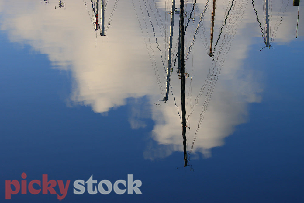 City of Sails - Reflections around Aucklans marina on a calm day.