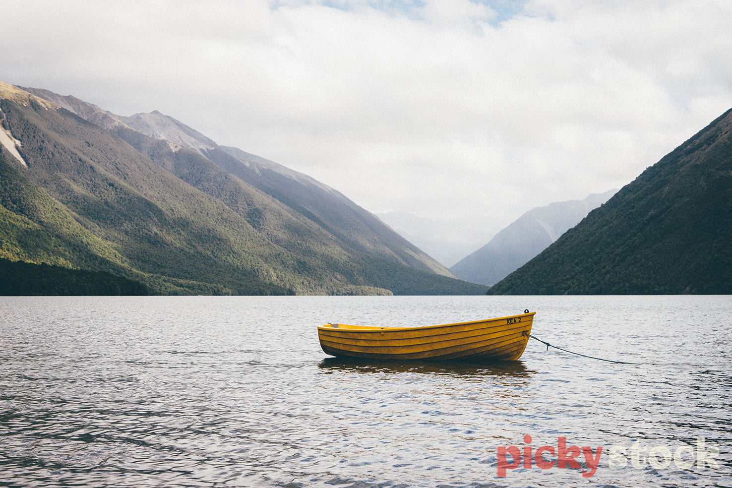 Yellow boat on Lake Rotoiti
