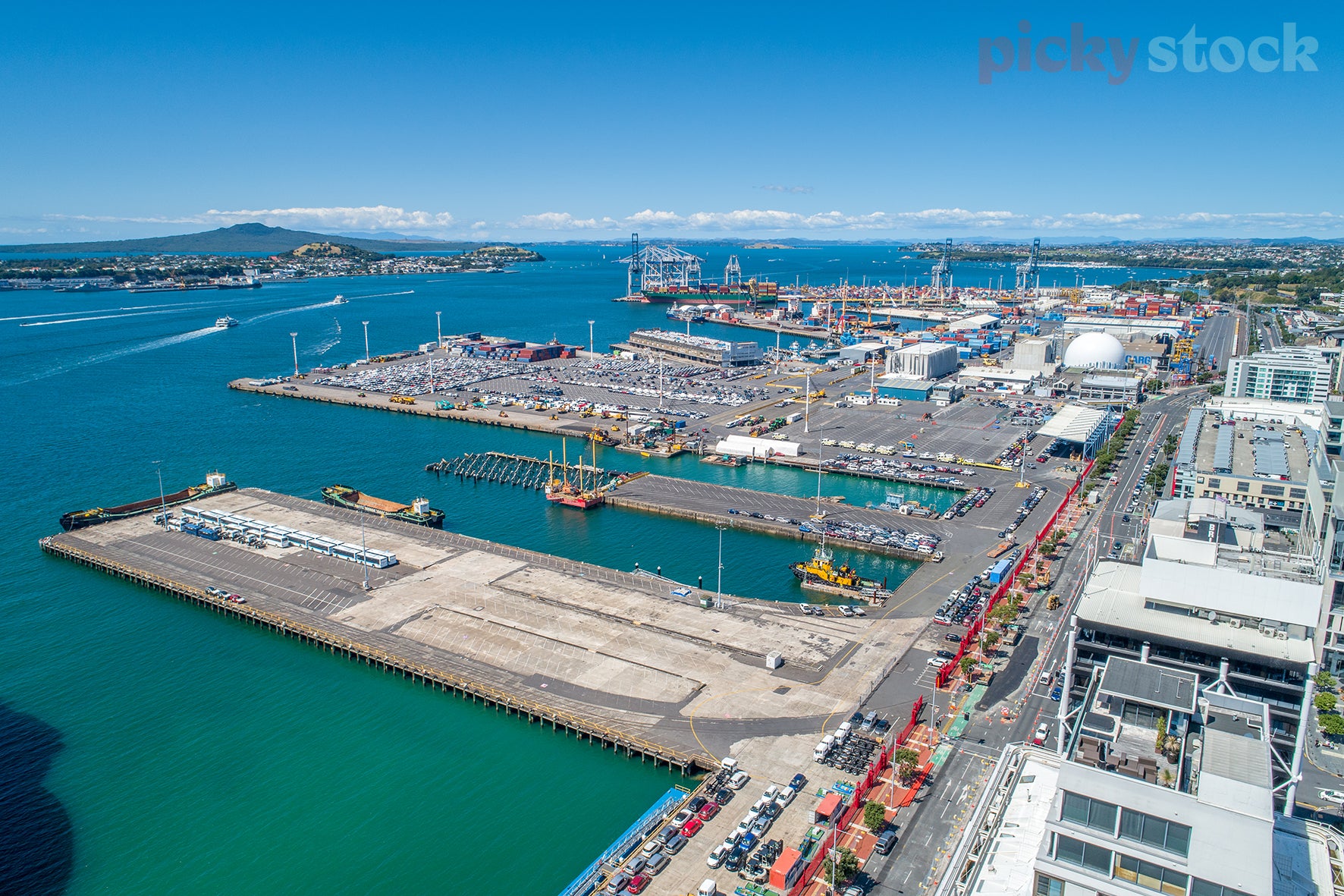 Aerial view of Ports of Auckland.