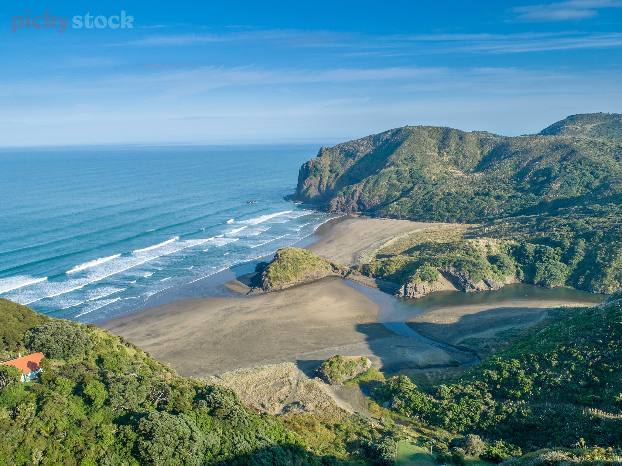 Aerial View of Anawhata Beach, West Coast Auckland.