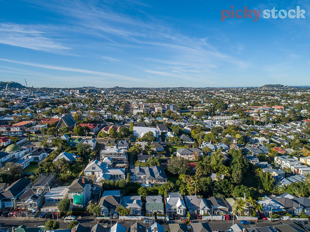 Aerial view of a Ponsonby, a suburb in Auckland 