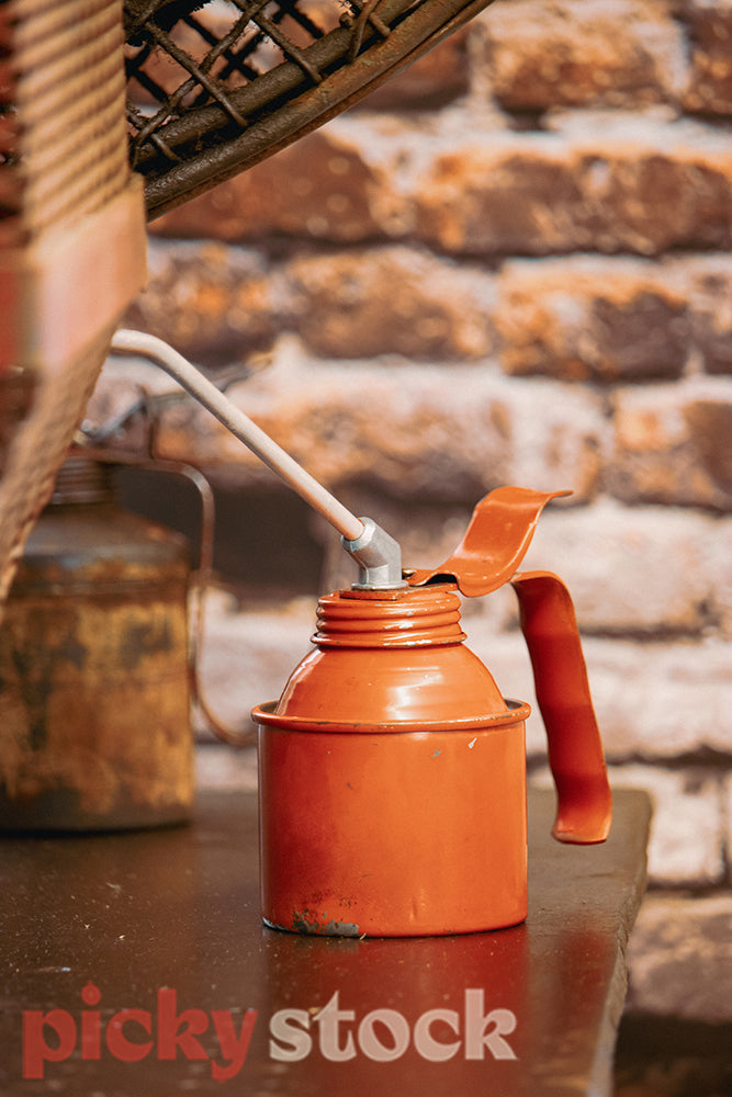 Orange Vintage Oil Can, Garage Tools