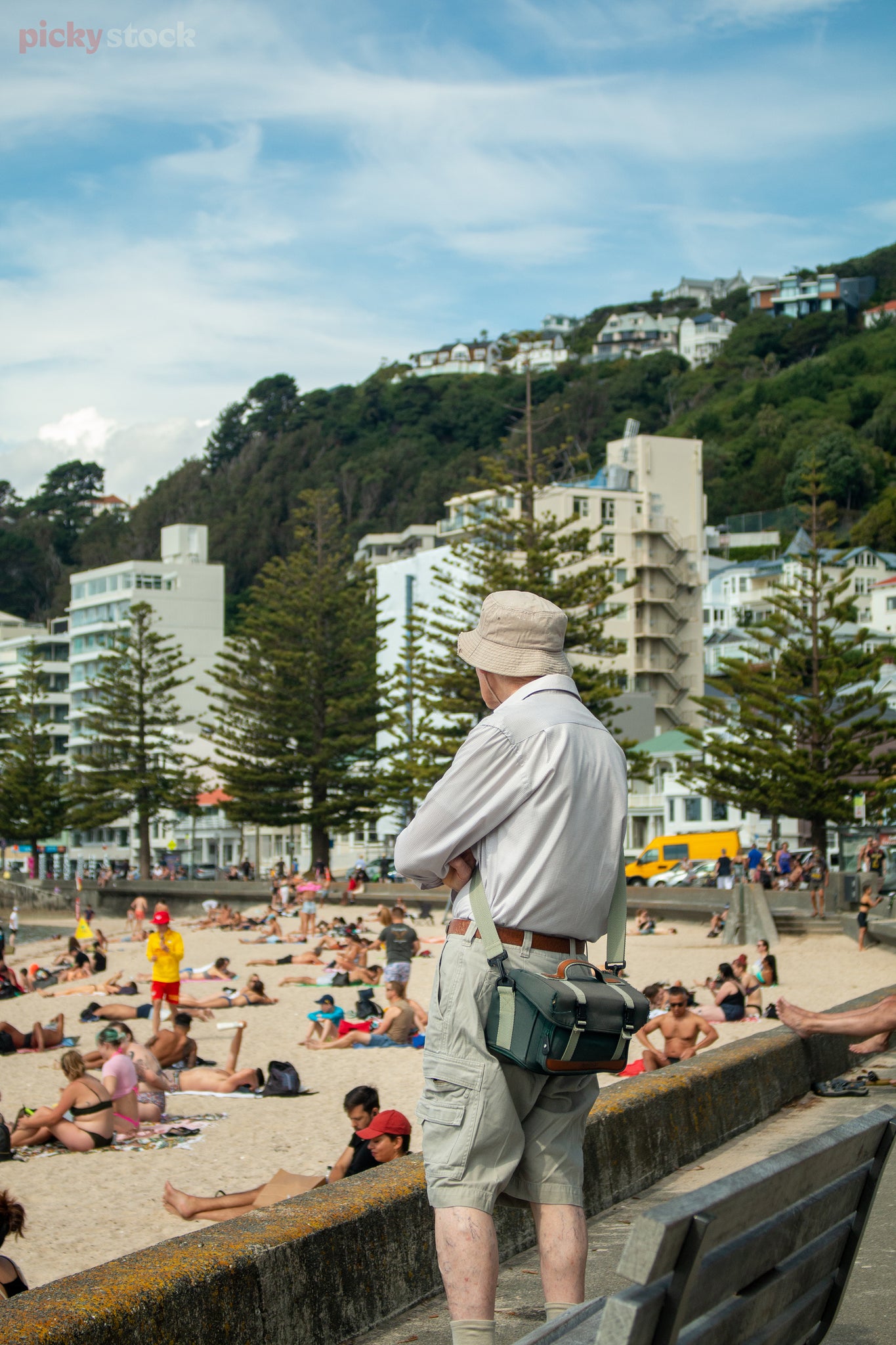 Elderly man overlooking the waterfront