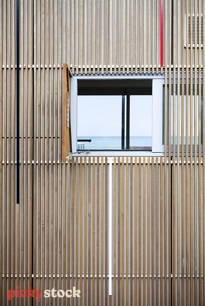 Close up modern wooden home